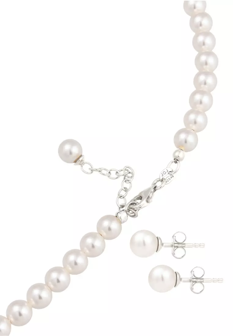 Set Perhiasan Perak 925 Wanita Stud Swarovski® Pearl