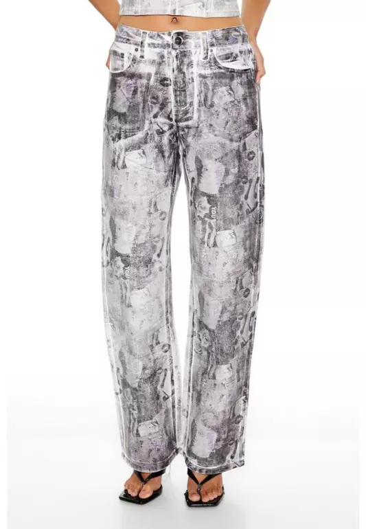 Abstract Print Straight Jeans