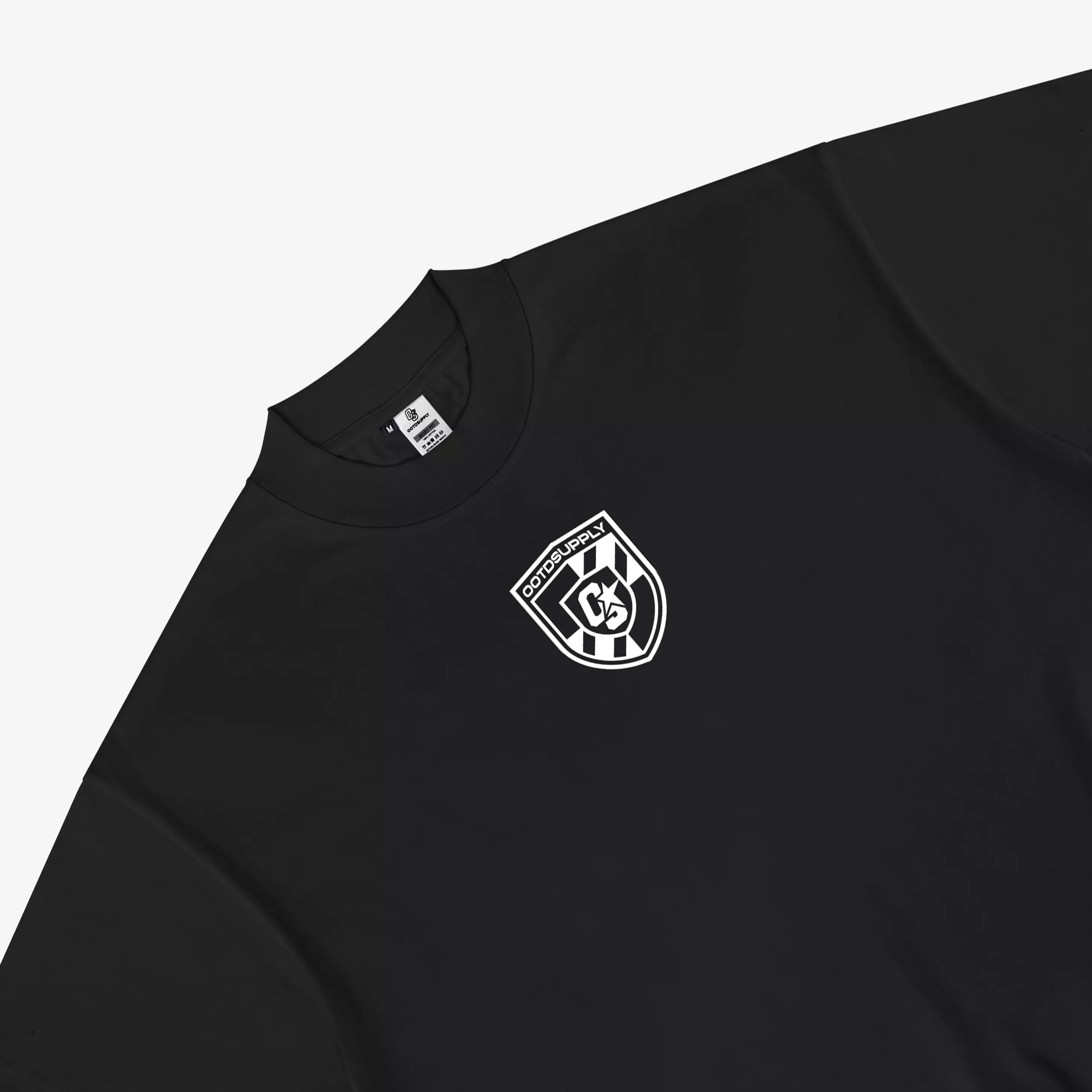 OOTDSUPPLY Boxy Fit Oversize Shield Black & Dark Grey l Tshirt Boxyfit l Kaos Boxy OVZBX026