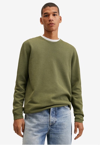 MANGO Man green Fine-Knit Cotton Sweater 3E8C3AAC8A7E69GS_1