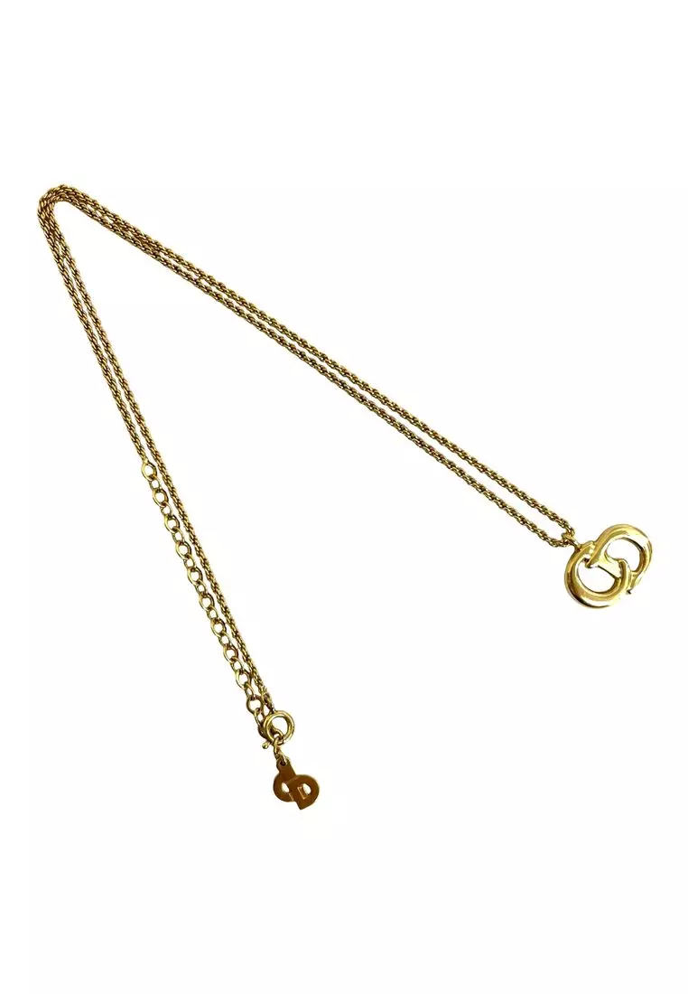 DIOR Pre-Loved Dior Gold Plated Cd Logo Pendant Necklace 2026
