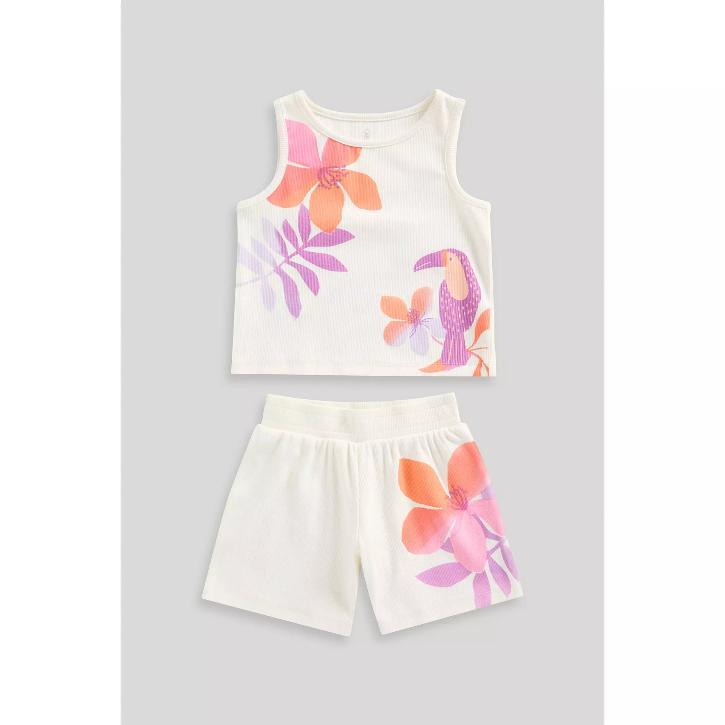 Mothercare Tropical Vest and Shorts Set - Set Baju Anak Perempuan (Krem)
