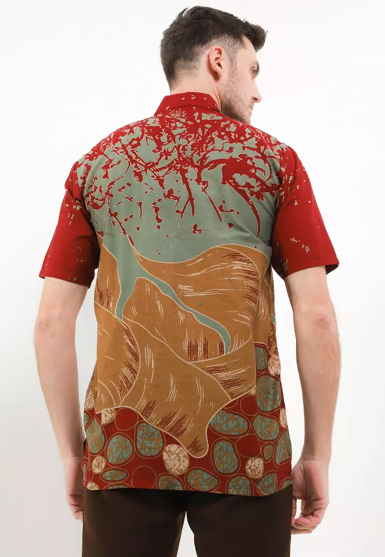 Batu Kemeja Batik Premium Pria Casual Modern Lengan Pendek