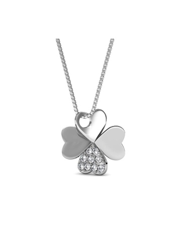 Her Jewellery white Clover Pendant -  Made with premium grade crystals from Austria HE210AC18BTHSG_1