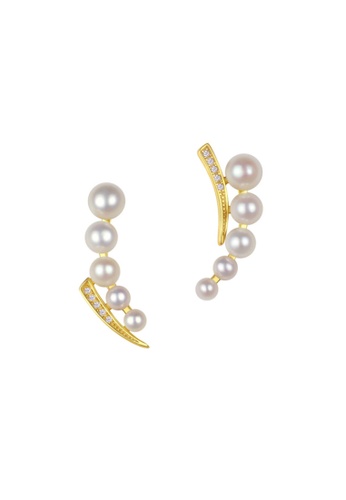 Kings Collection gold Asymmetric Faux Pearl Earrings KJEA20112 94D1EACEB8D30DGS_1