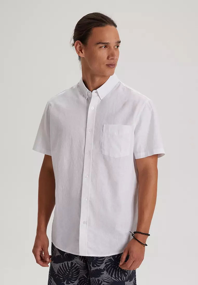 White linen shirt outlet mens short sleeve