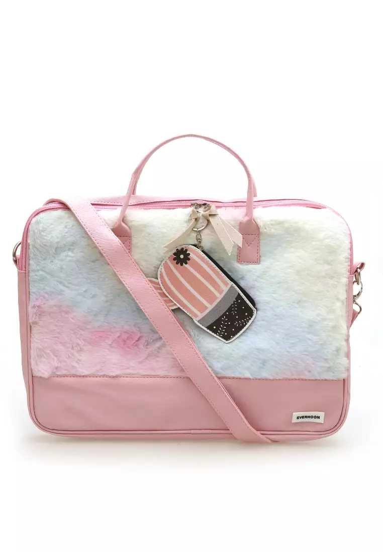 Shania Laptop SlingBag Fluffy Purple Pink With Mini Pouch - Pink 4 Cactus