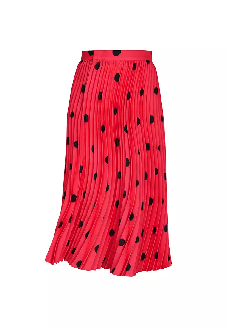 JNBY波點印花半身裙A字長款裙