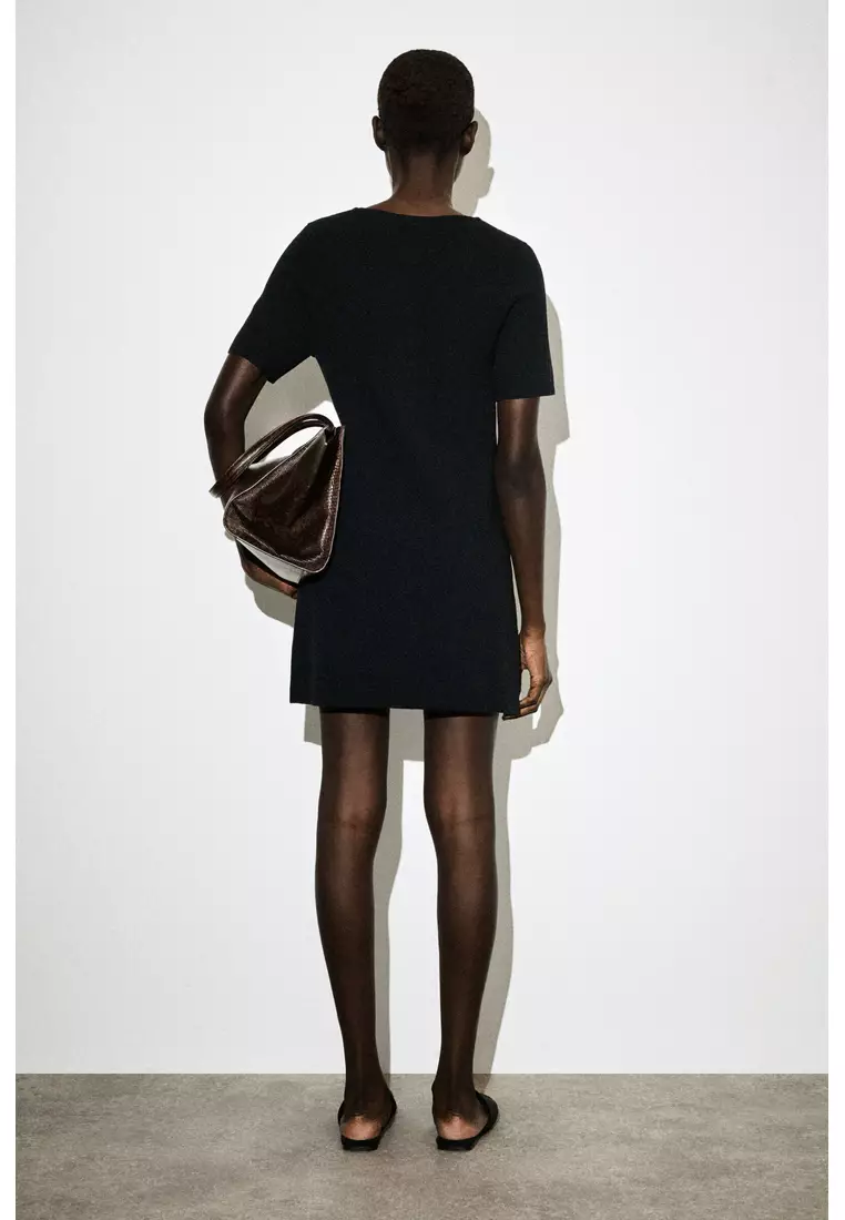 BUTTONED MILANO-KNIT MINI DRESS