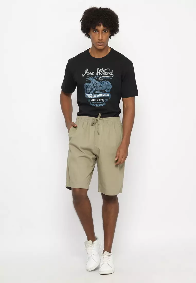 RBJ Celana Pendek Karet Polos Cotton Olive Pria