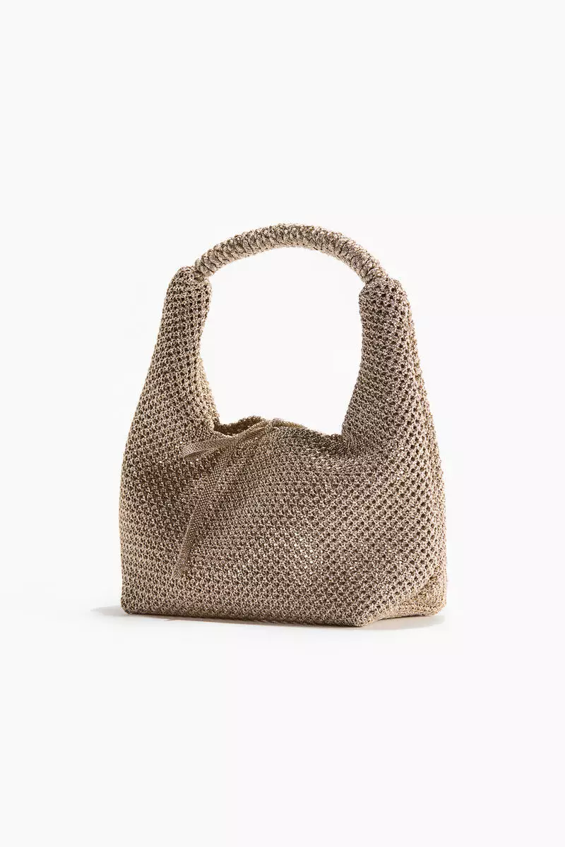 Glittery hole-knit handbag