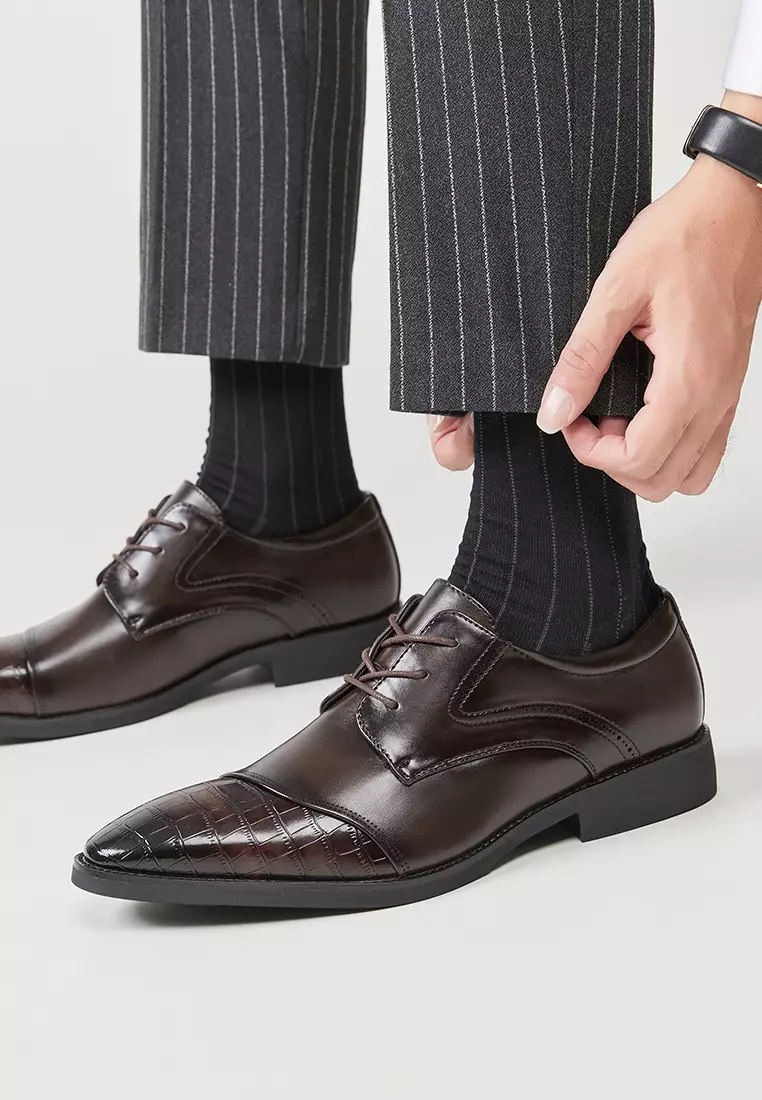 Spliced Faux Leather Derby Shoes KB05-6