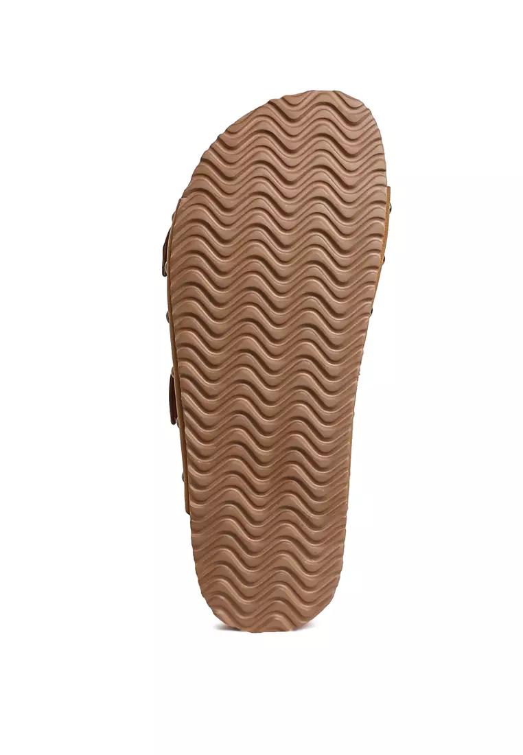 Studded Faux Leather Slip-On In Tan