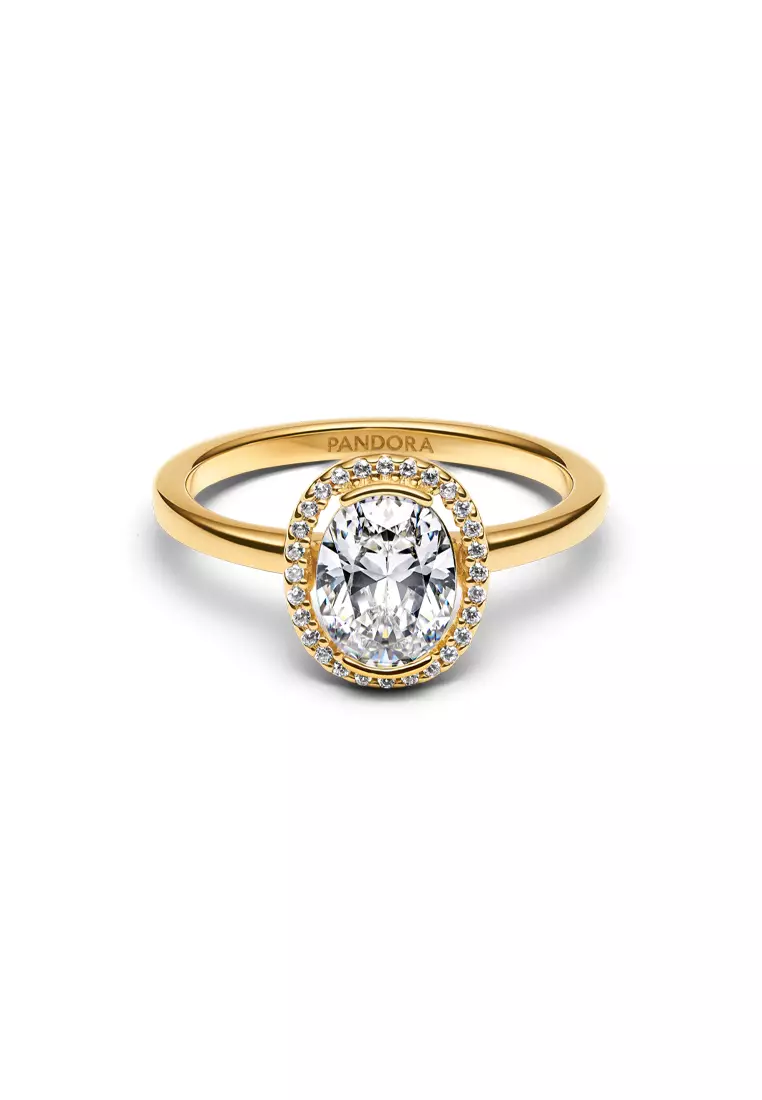 Buy PANDORA Pandora 14k Gold Plated Oval Sparkling Halo Ring - Main Image