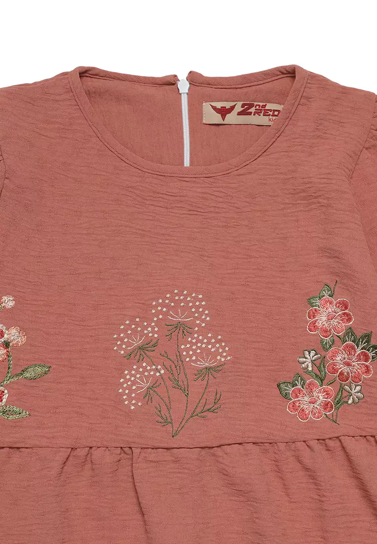 Baju Gamis Anak Perempuan Putik Bunga Dusty Pink - ADORABLE