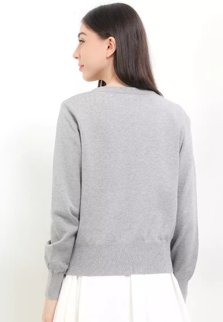 L/S Knit Cardi W/ Embellished Buttons