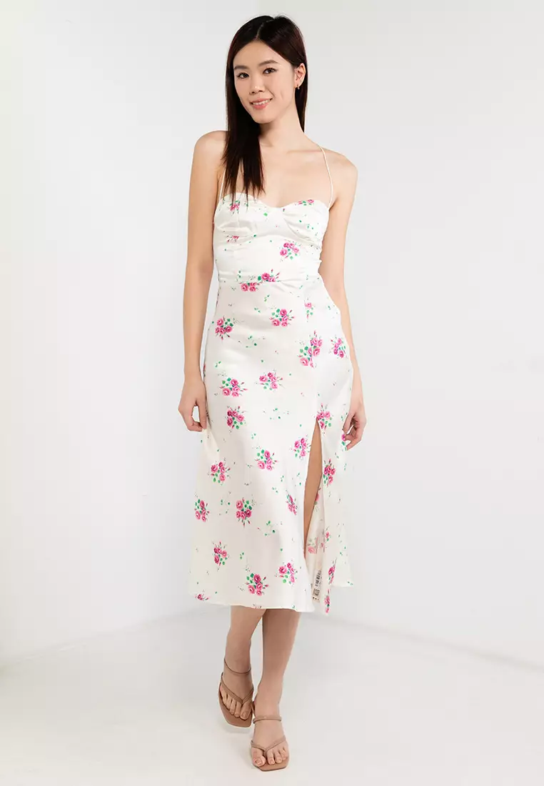 Sandy Floral Cross Back Bustier Dress