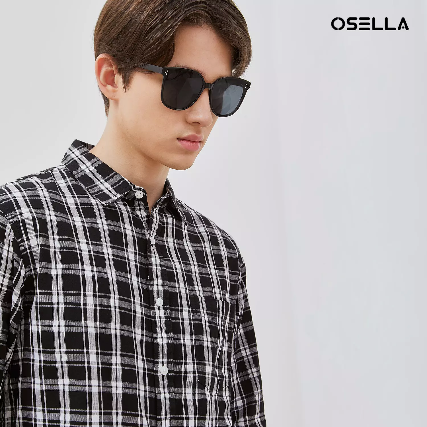 [NEW] Osella Albon Checkered Regular Fit Long Sleeve Shirt In Black And White 2037401843 | Kemeja Lengan Panjang Pria