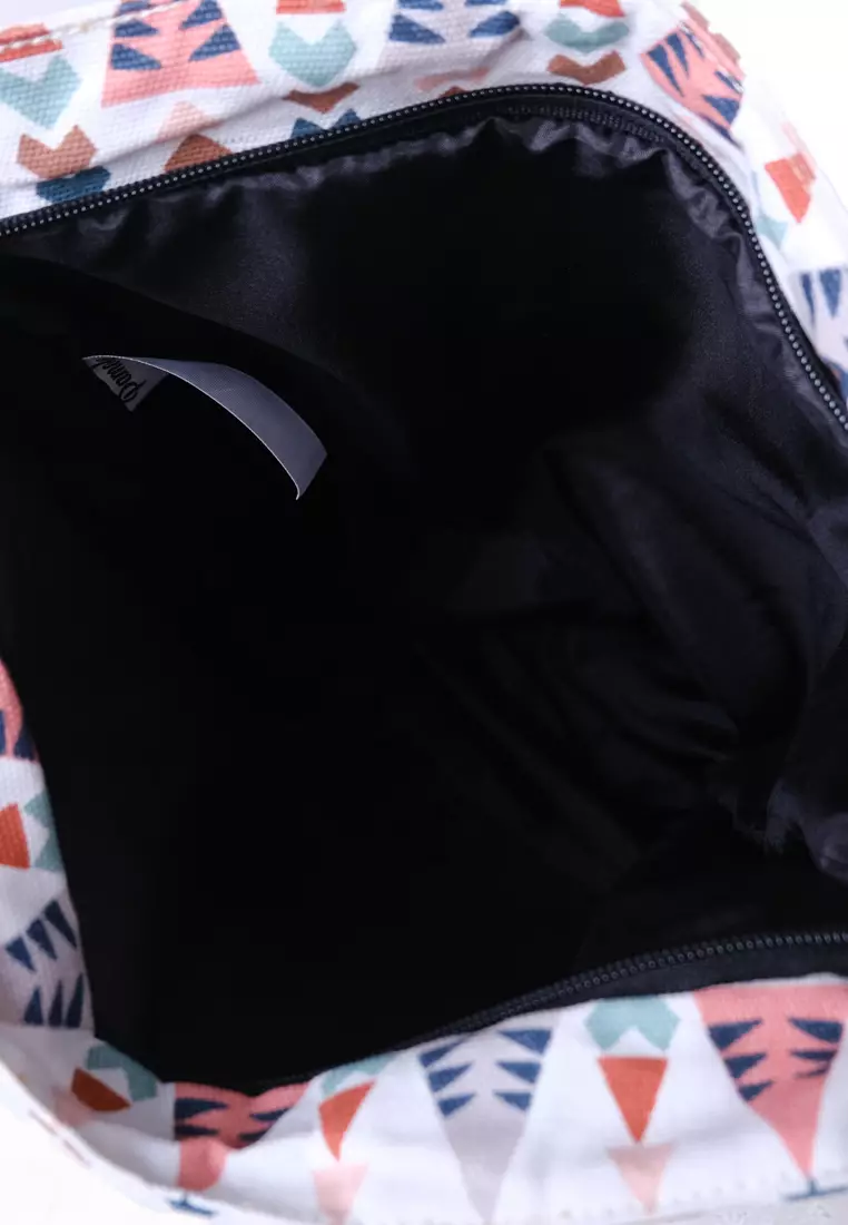 Pamole Tote Bag Wanita Bahan Kanvas Motif Penutup Resleting - Camp