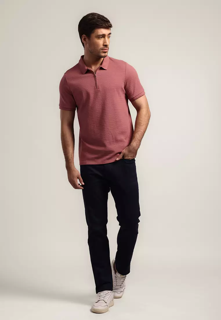 MOC Kaos Polo Lengan Pendek Pria Leo - Maroon