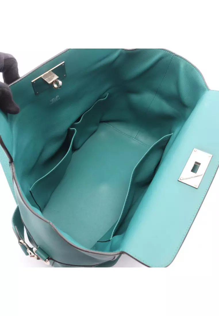 Pre-Loved Hermès Toolbox 26 Malachite Handbag Veau Swift green silver hardware □ R stamp