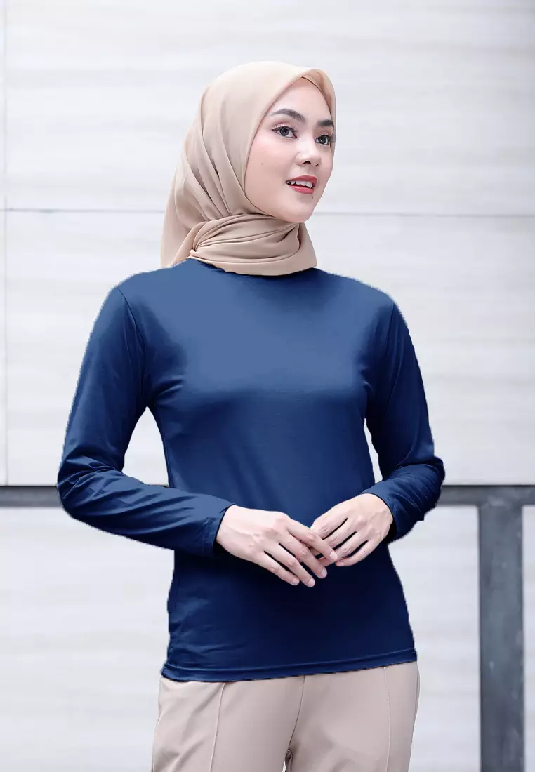 Cotton Bee - Manset Lengan Panjang Aneisha Inner Rayon - Galaxy Blue - L 