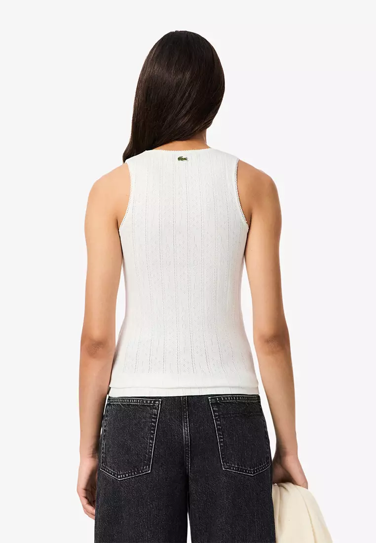 Slim Fit Pointelle Knit Cotton Tank Top