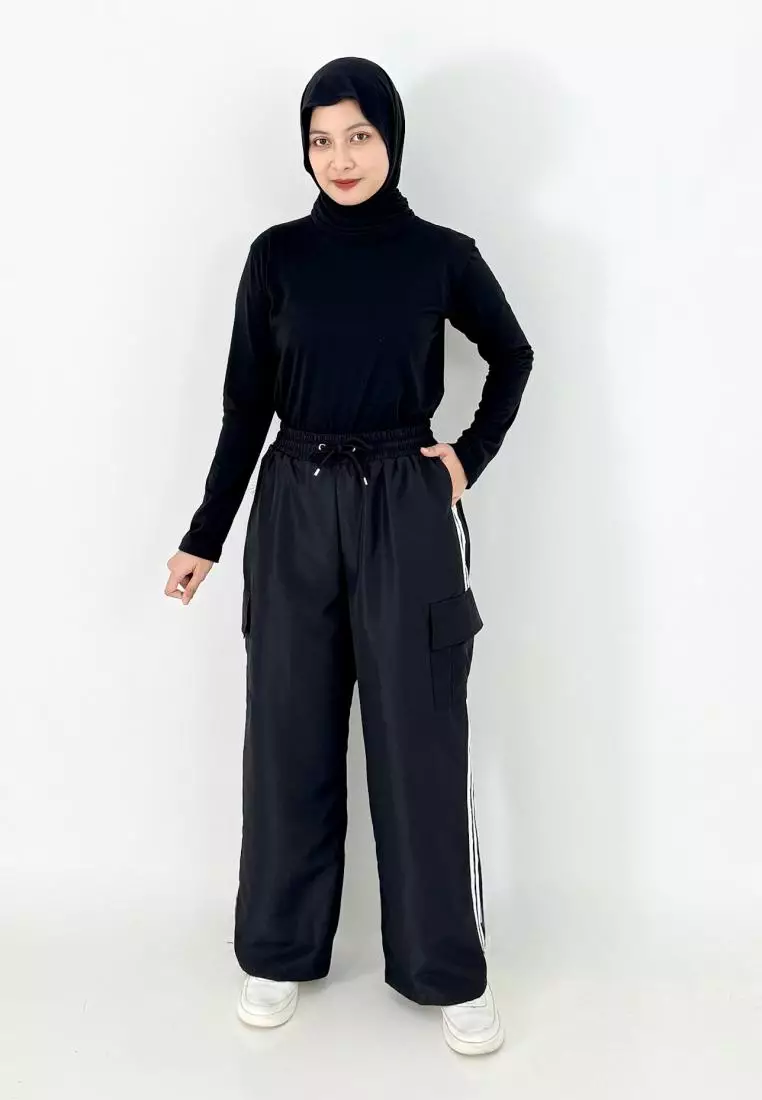 Daily Cargo Pants (Celana Panjang Kargo Muslimah) HItam