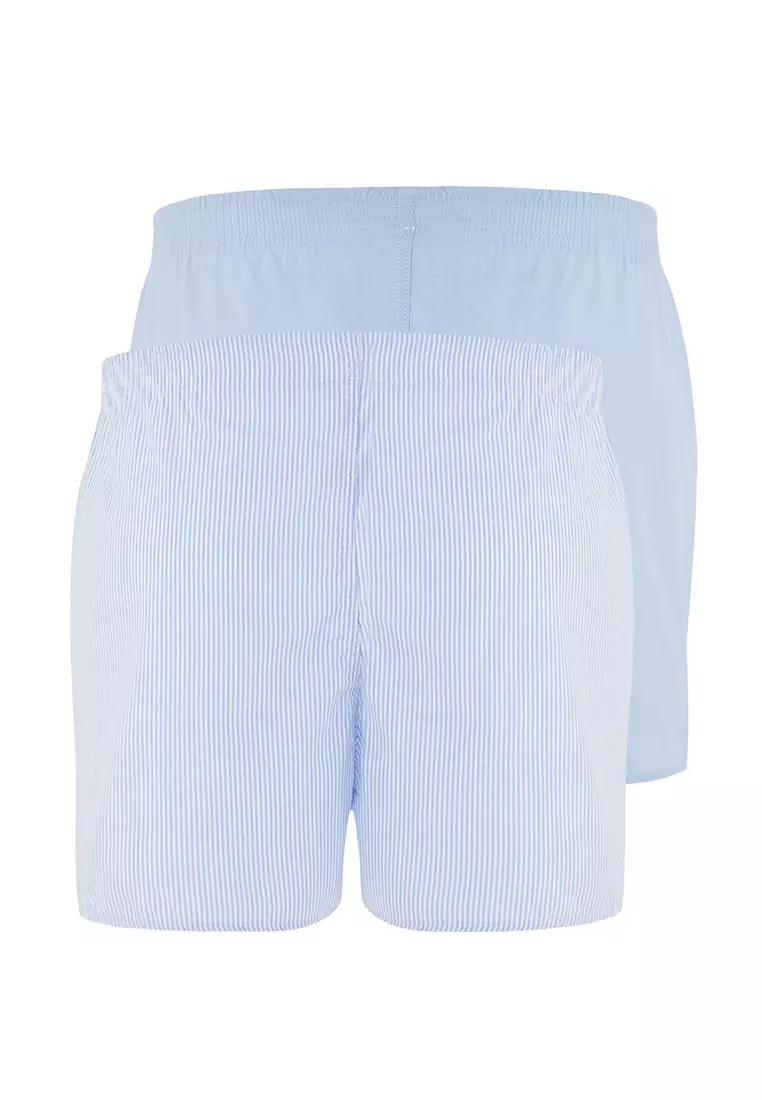 Blue Woven Cotton 2-Pack Boxer Tmnss25Bx00009