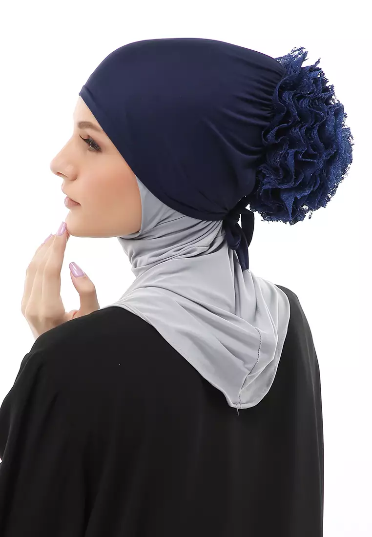 Irna Inner Ciput Muslimah Wanita Motif Polos Relaxed Fit - Navy