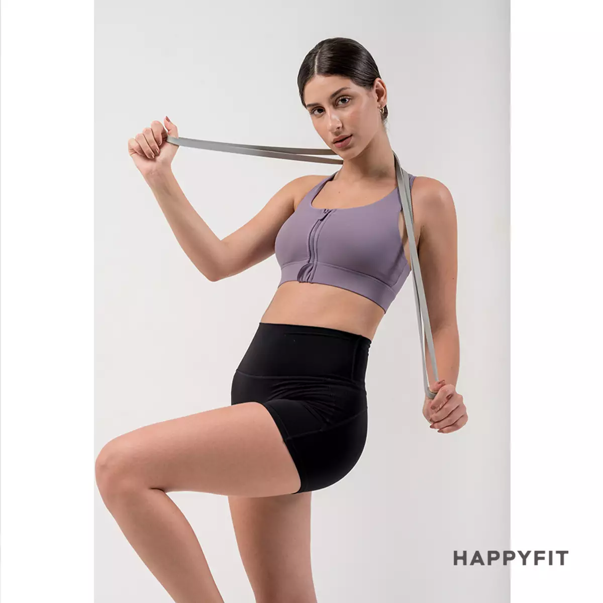 Happyfit Zip Front High Support Sports Bra / Bra Olahraga Wanita - Dusty Purple