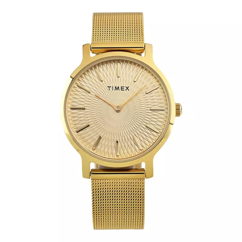 Jam Tangan Wanita Timex Transcend TW2V92800 Ladies Gold Dial Gold Mesh Strap