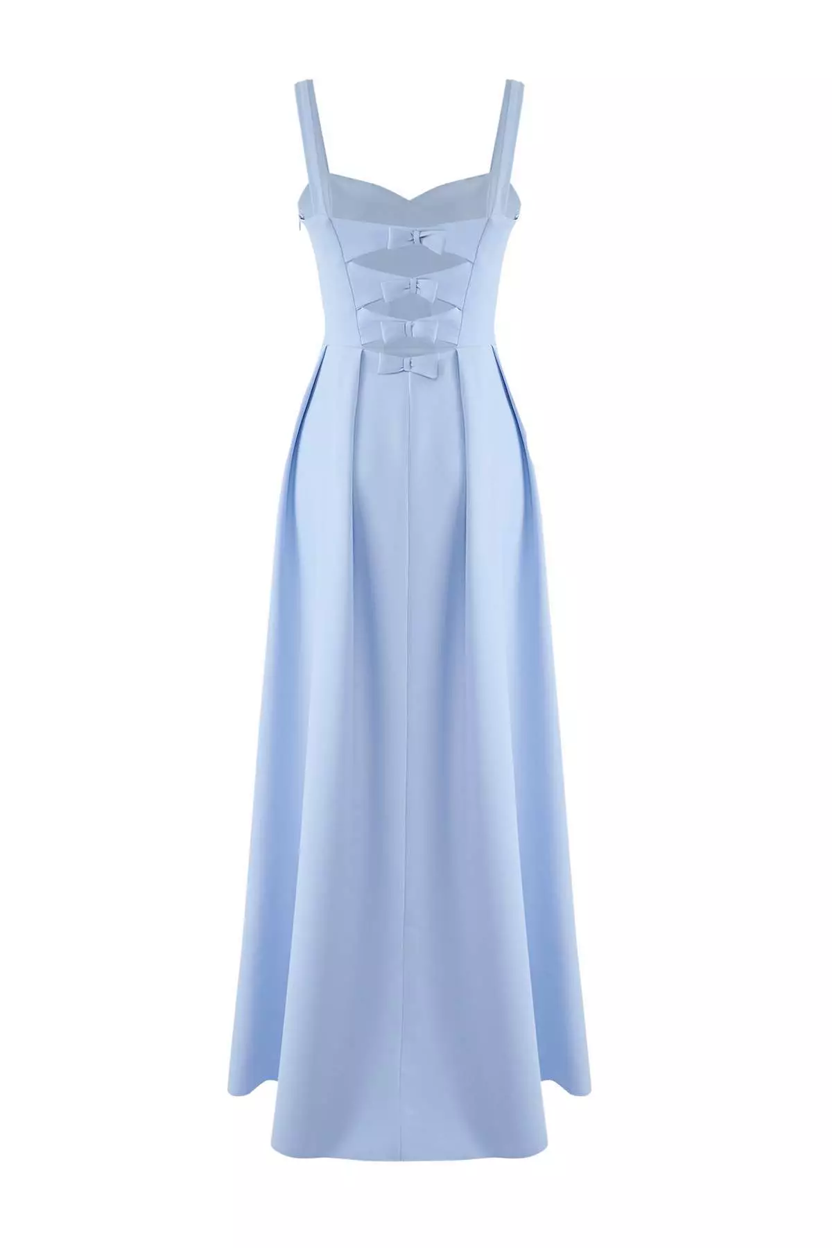 Light Blue A Line Back Bow Detail Long Stylish Evening Dress