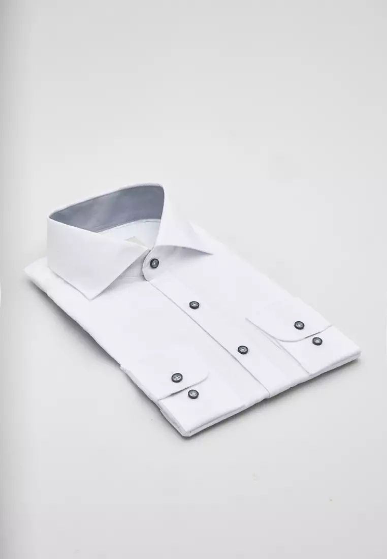 White Texture Classic Fit Shirt
