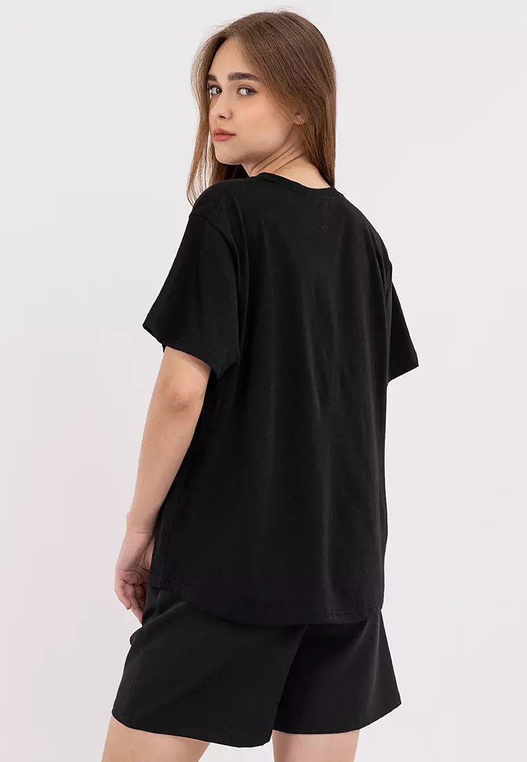 Tshirt Triple Flower_Black Pink