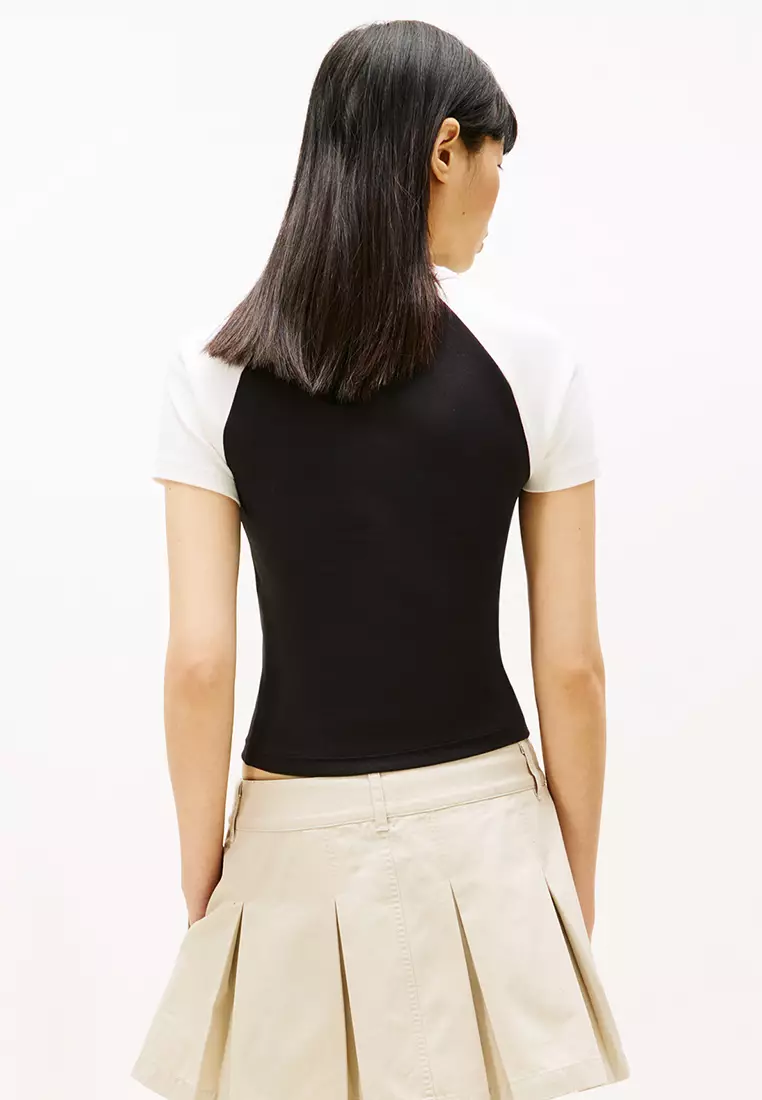 Logo Slim Raglan Sleeves T-Shirt - Tommy Jeans