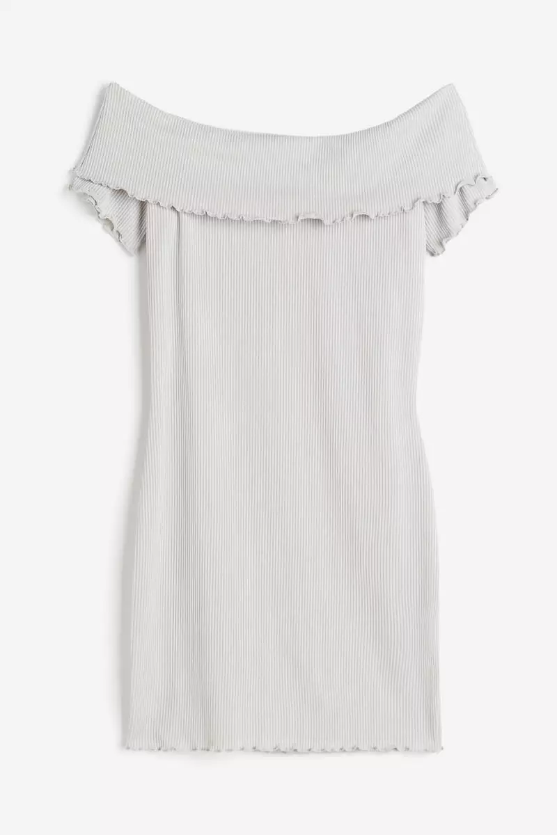 Ribbed off-the-shoulder dress