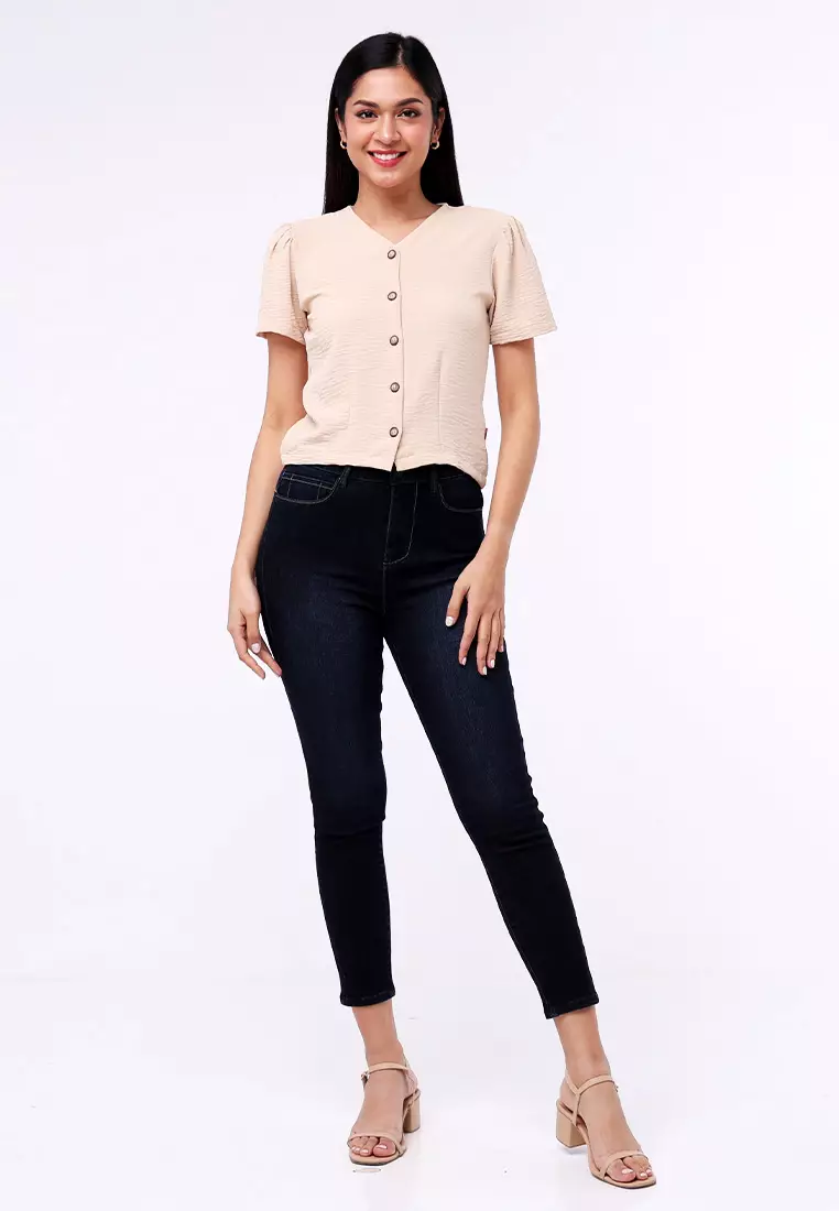 Short Sleeves V-Neck Blouse
