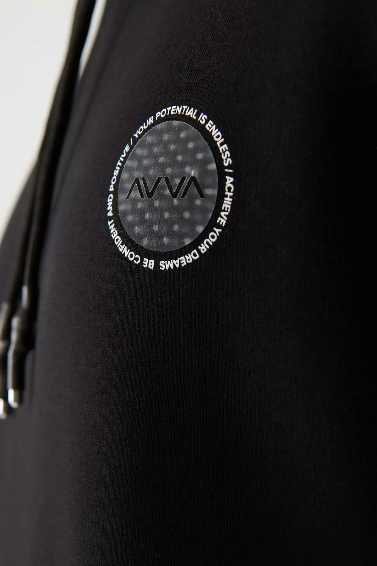Buy Avva Men's Black Hooded 3 Thread Raised Chest Printed