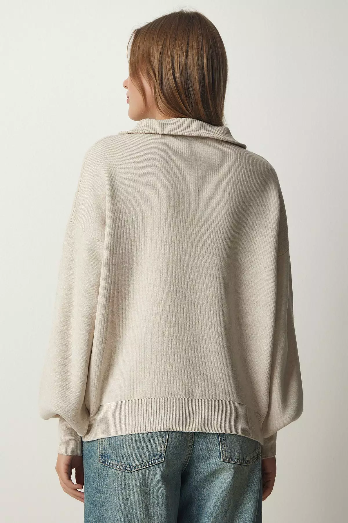 Zipper Collar Basic Knitwear Sweater