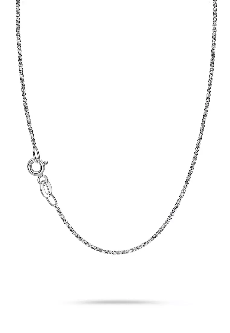 Necklace, Box chain, silver, width 0.9mm, adjustable length 41-44cm