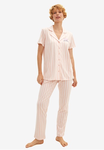 LC Waikiki pink Shirt Collar Organic Cotton Pyjamas Set 66781AA17C98FFGS_1