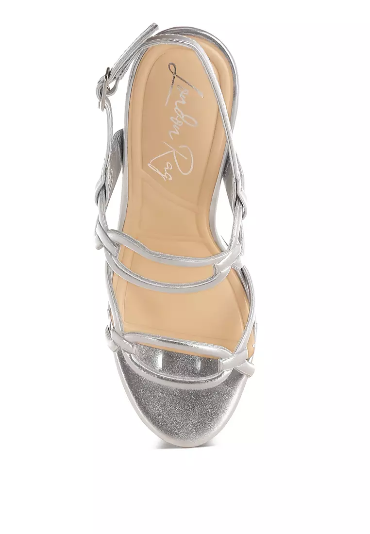 Silver Cut Out Chain Metallic Sandals