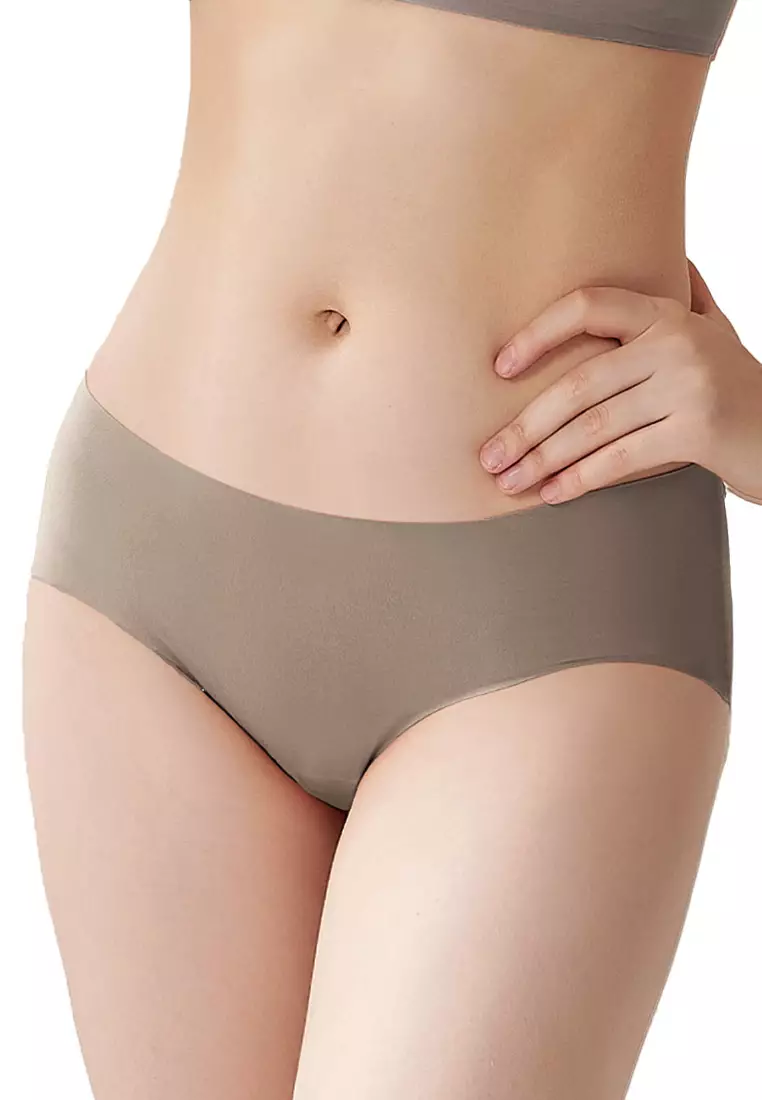 Antibacterial 2 pcs Maternity Seamless Panties  (1 Black + 1 Khaki Grey In a Pack)
