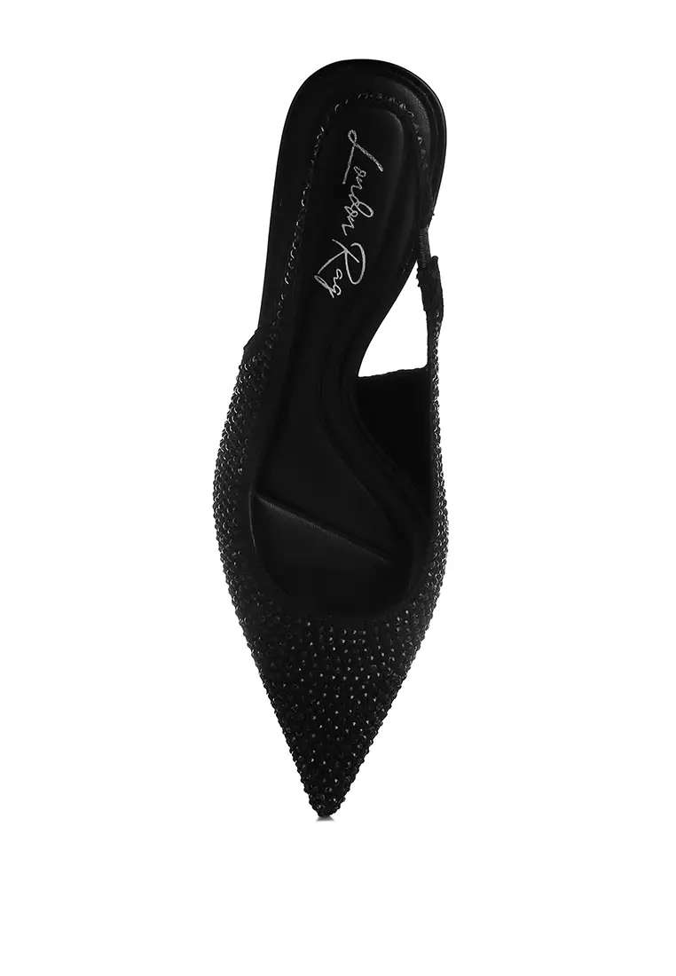 Flyknit Rhinestone Slingback Sandals in Black