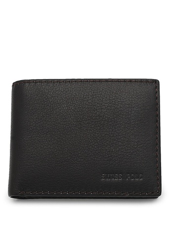 Swiss Polo brown Genuine Leather RFID Short Wallet E5010ACB4D8BDFGS_1