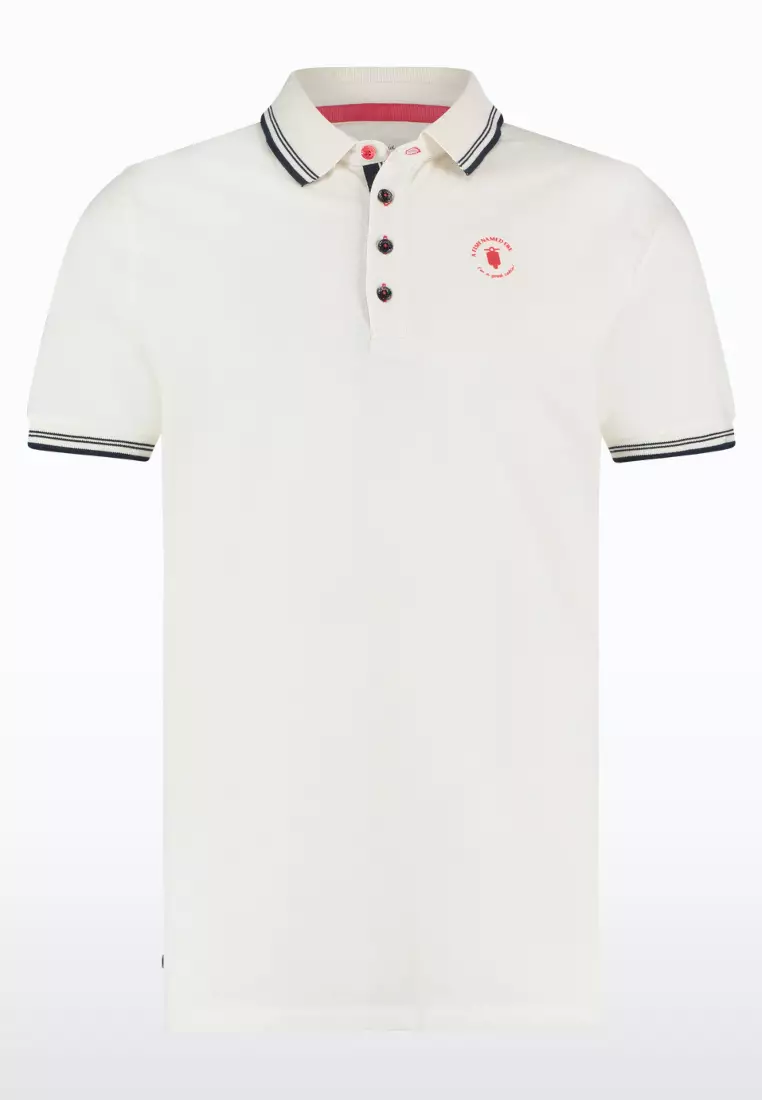 Buy A Fish Named Fred Men White Polo with Black Stripes 2025