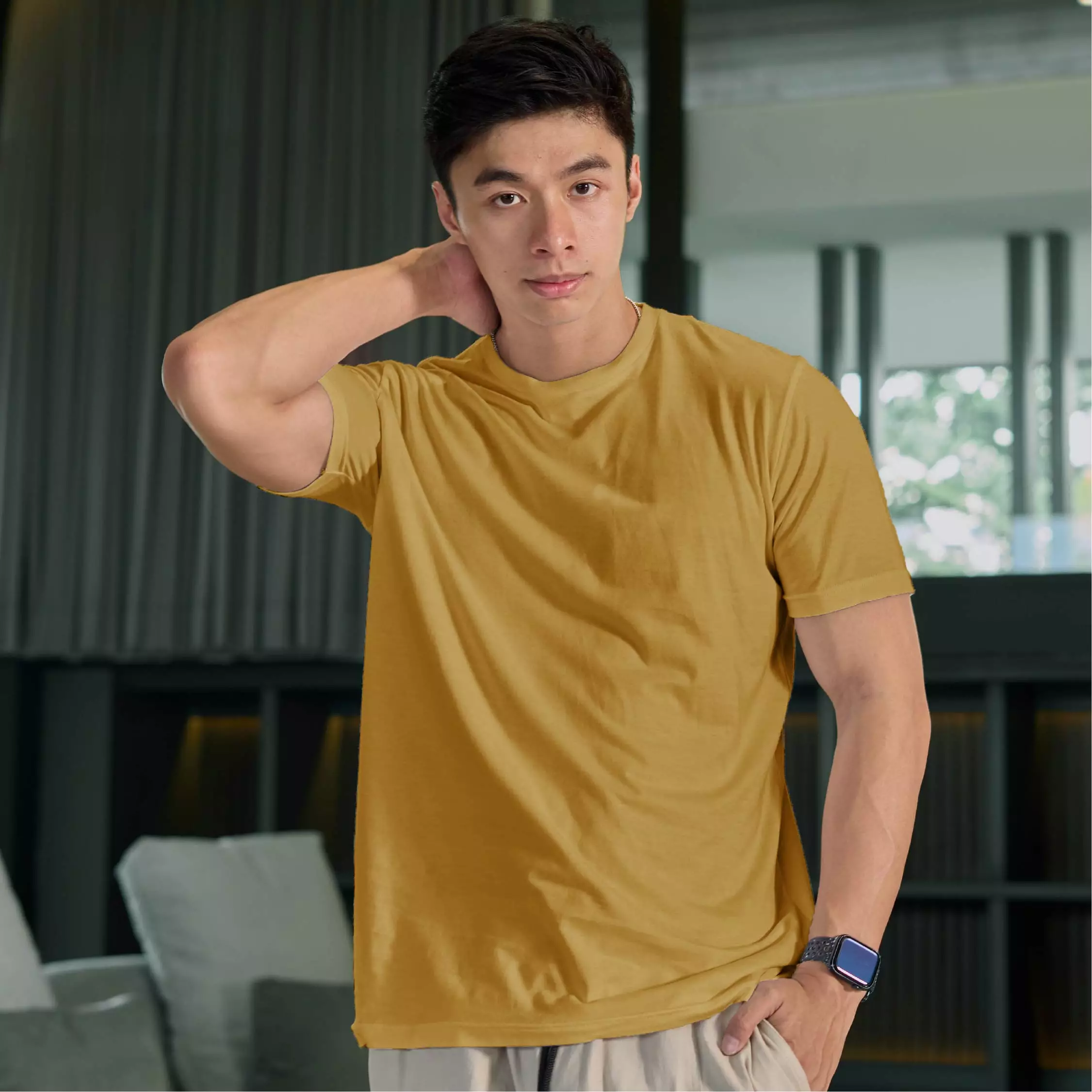 Kale Silky Yellow / T-Shirt Pria polos lengan pendek / Unisex