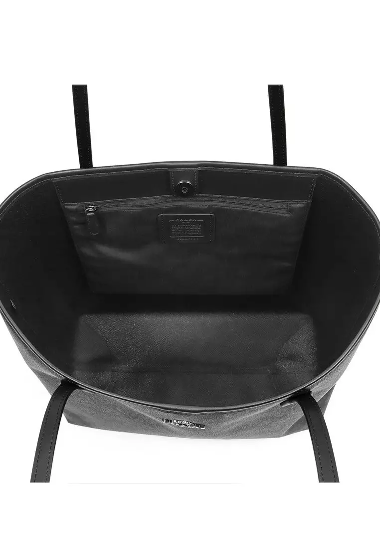 City Tote Bag In Signature Canvas - Charcoal Black