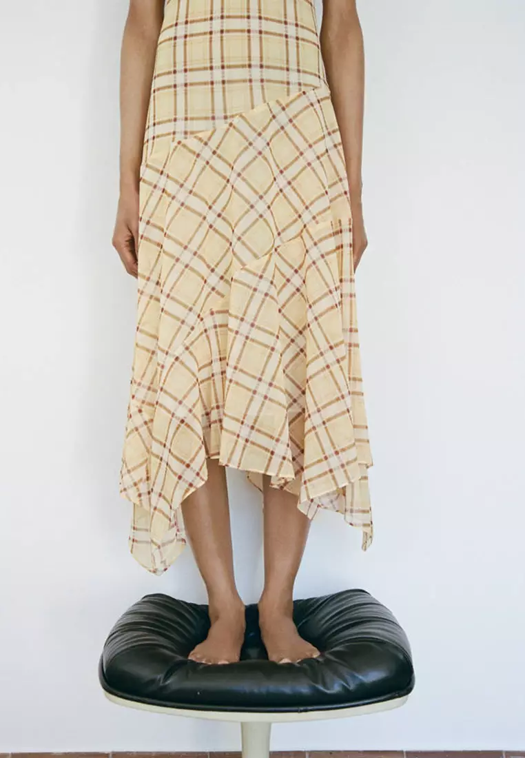 Buy Mango Check Asymmetrical Dress 2026 Online | ZALORA